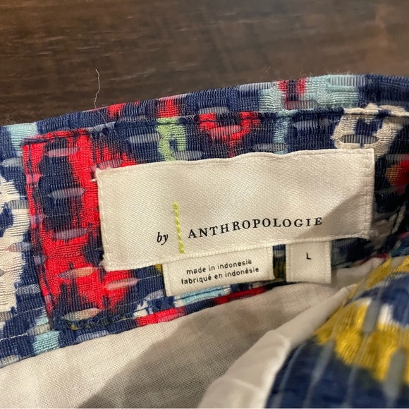 Anthropologie Edith Midi Skirt Blue Red Yellow Paisley Print Women’s Large - Picture 10 of 14